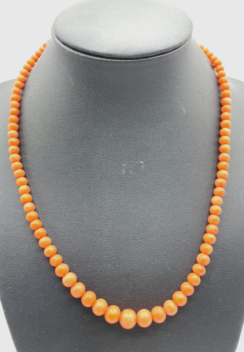 Antik Korallenkette lachsfarbig Lachskoralle L 45 cm Kugelkette Verlauf Double1