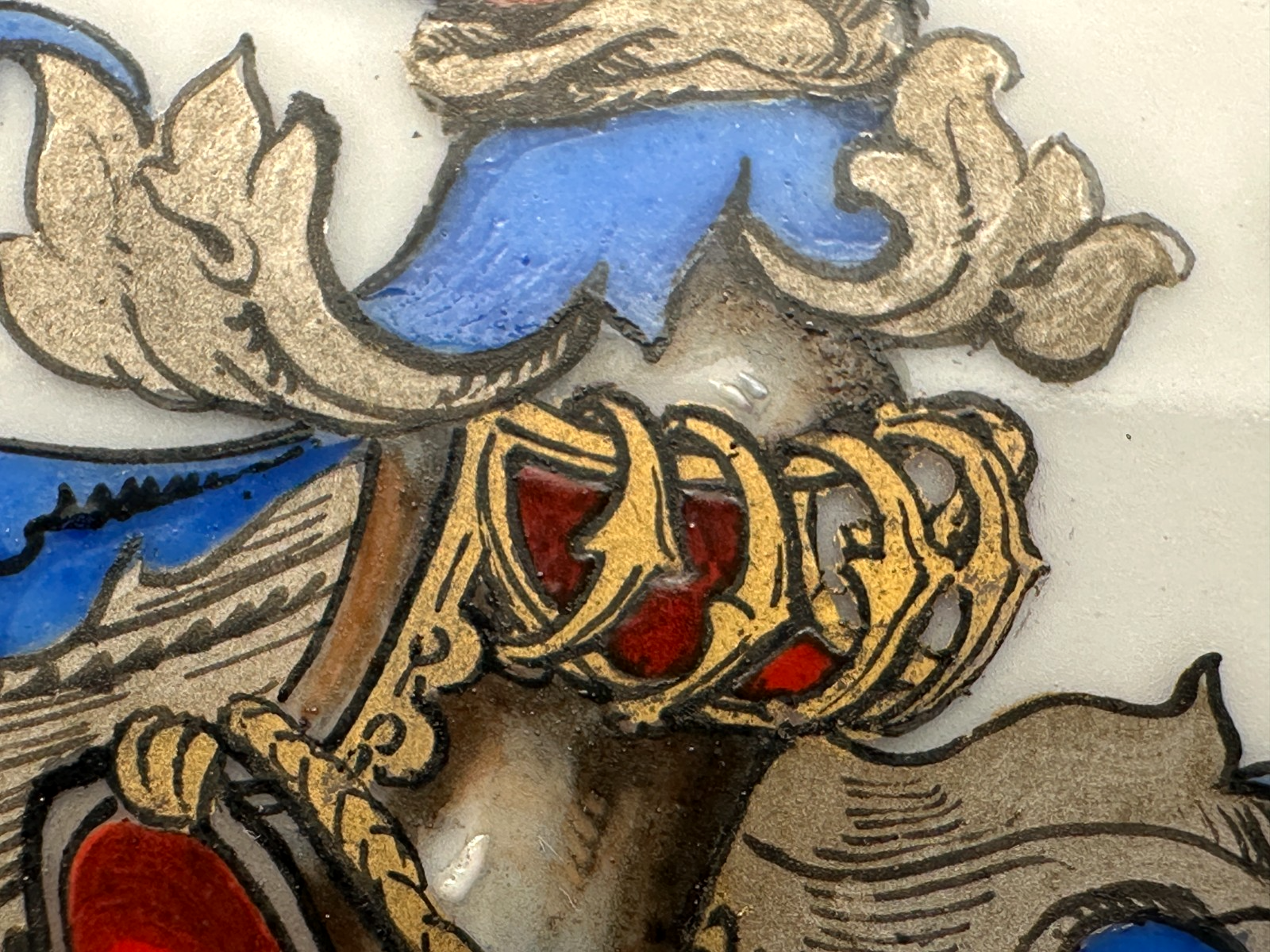 Studentika - Doppelwappen und Porträt - handbemalt um 1900 – Corps / Verbindung4