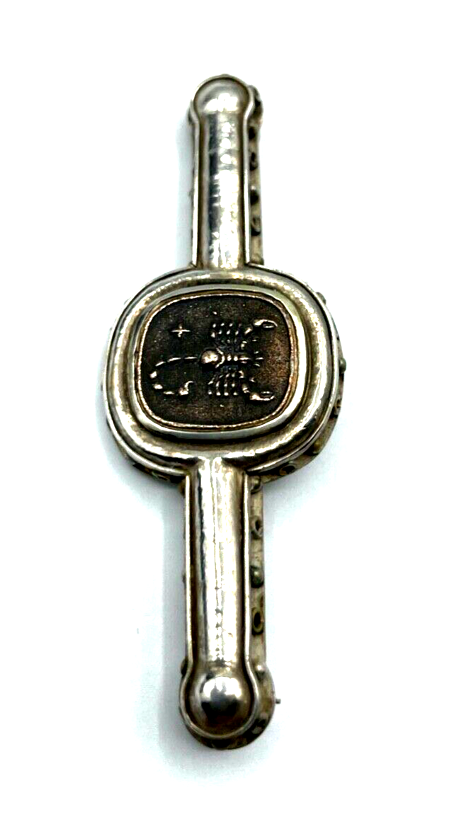 Vintage prächtige Anstecknadel 800 Silber + Bronze Einlage Skorpion Handarbeit2