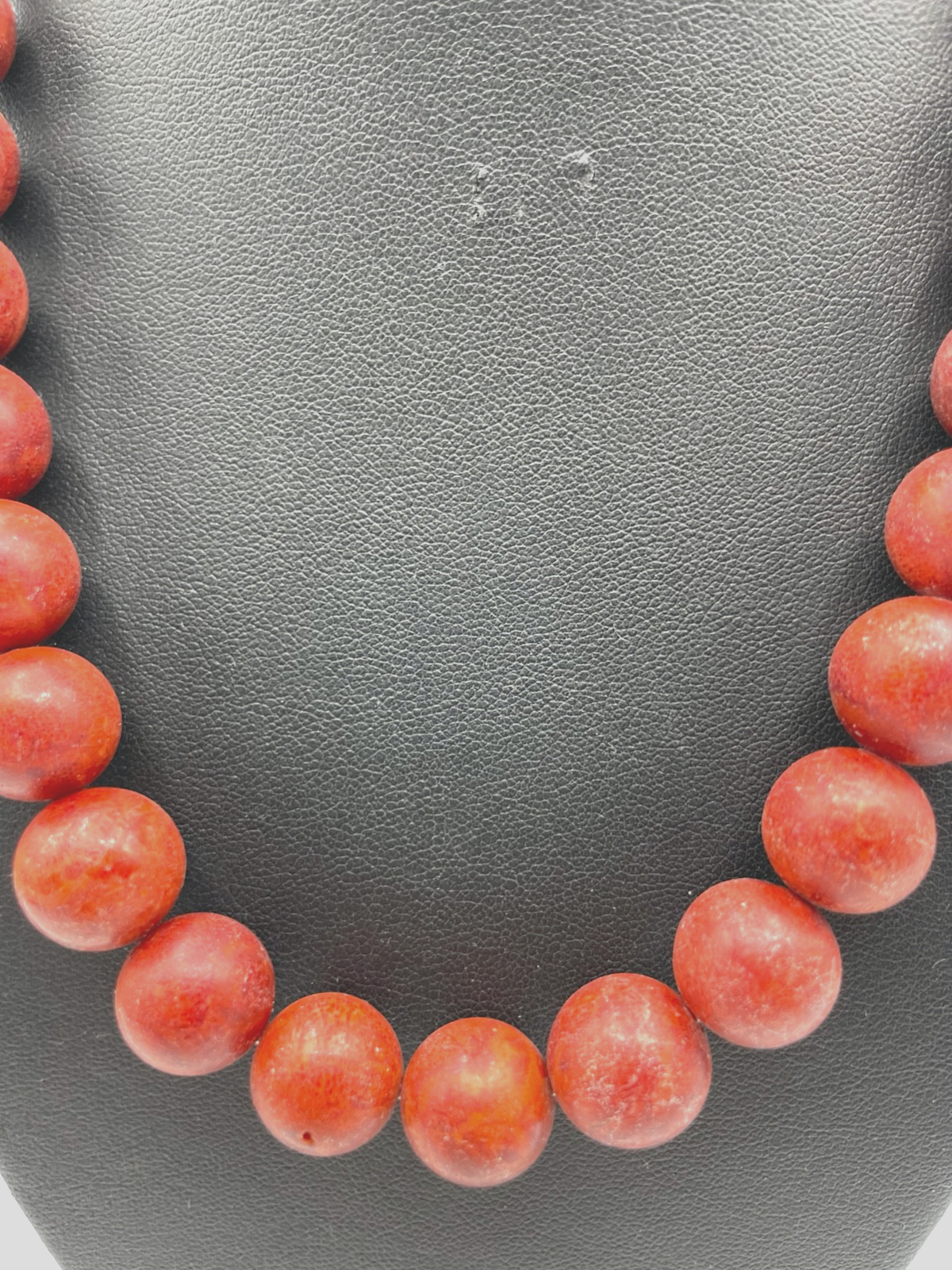 Bambus Koralle Kugelkette Ø 13 mm mit 925 Silber Karabiner L 46 cm gepflegt1