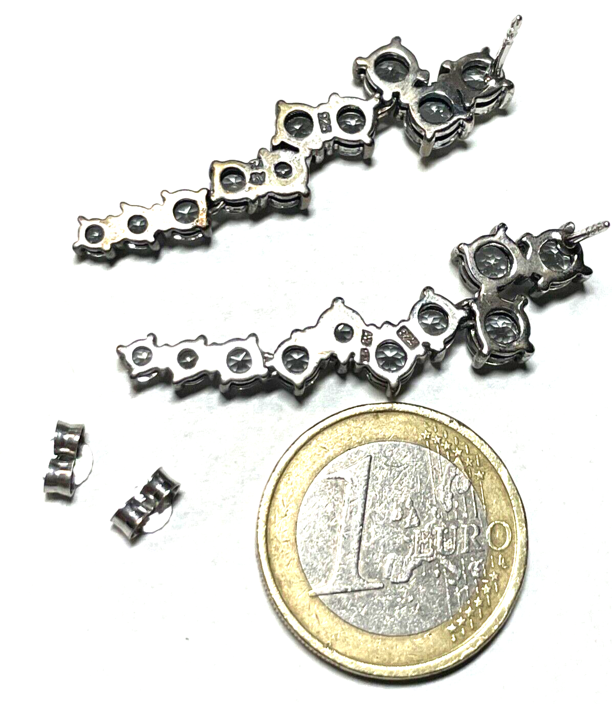 Festliche 925 Silber Ohrringe Ohrhänger Zirkonia solide Handarbeit L 43 mm B 125