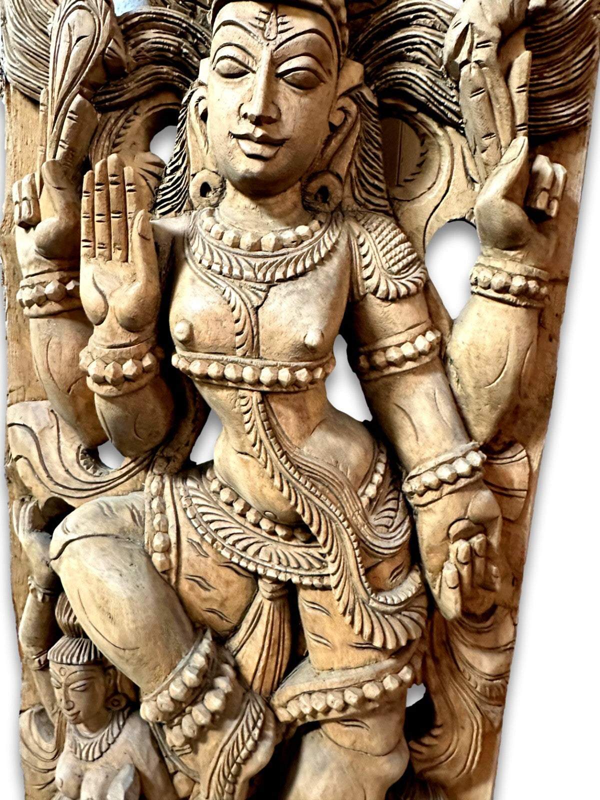 Großes geschnitztes Wandrelief - Indien - Gott Shiva Krishna - 20. Jhd. Holz7