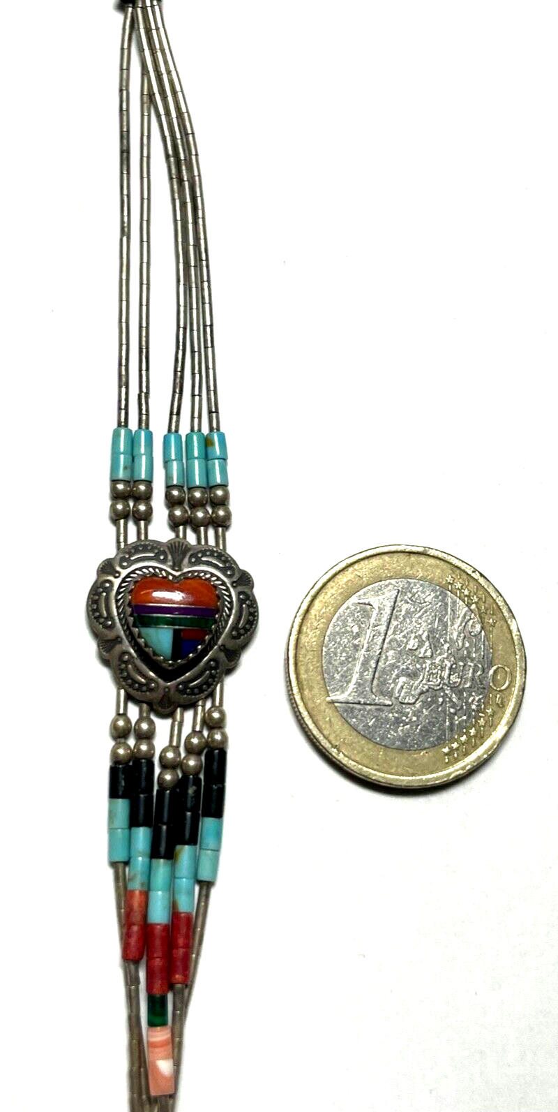 925 Sterling Armband Zuni Indianerschmuck Edelstein Inlay Handarbeit L 18,5 cm5