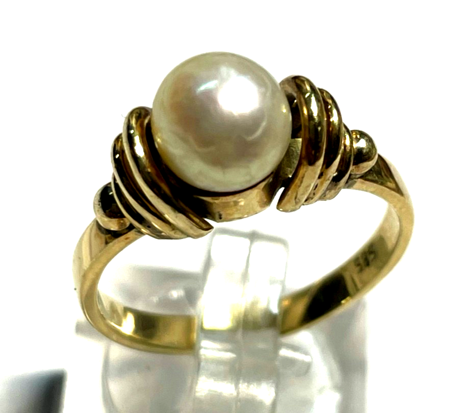 Solider Klassiker 585 Gold 14 K Ring 17,5 mm RG 55 Natur Perle Juwelier 4,25 Gr.0