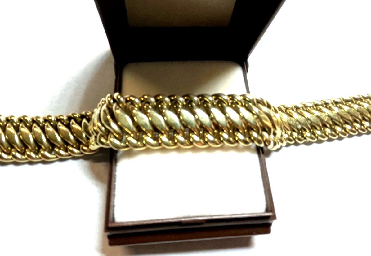 Klassisch 585 Gold 14 K Gold stattliches Armband L 20 cm B 15 mm 33 Gr. Juwelier10