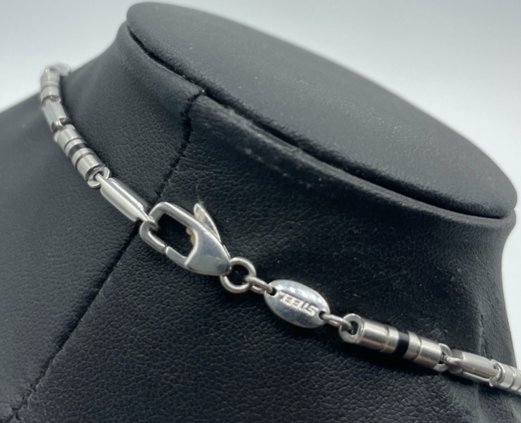 Unisex FOSSIL Edelstahl Kette L 52,5 cm B 3,5 mm Dekor Halskette wie neu2