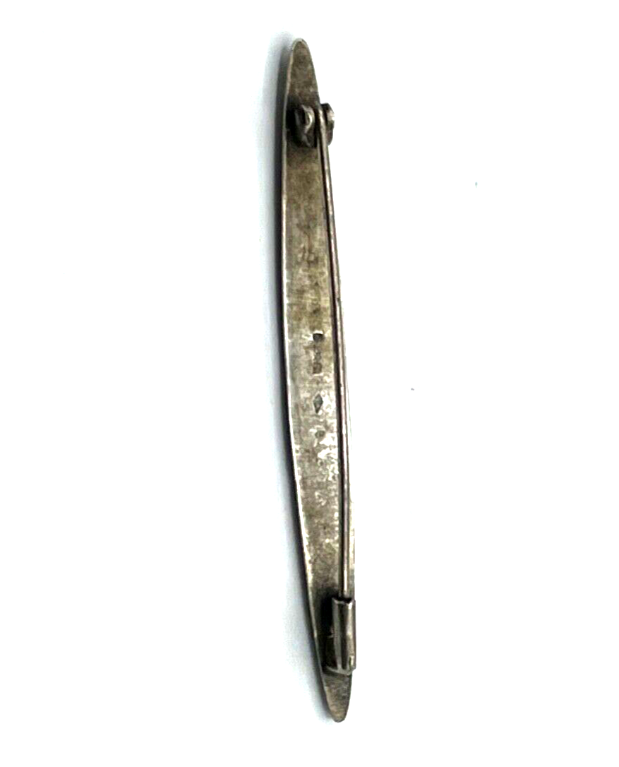 Antik Anstecknadel Stabbrosche um 1900 Stahl Blätter punziert Handarbeit L 7,5cm4
