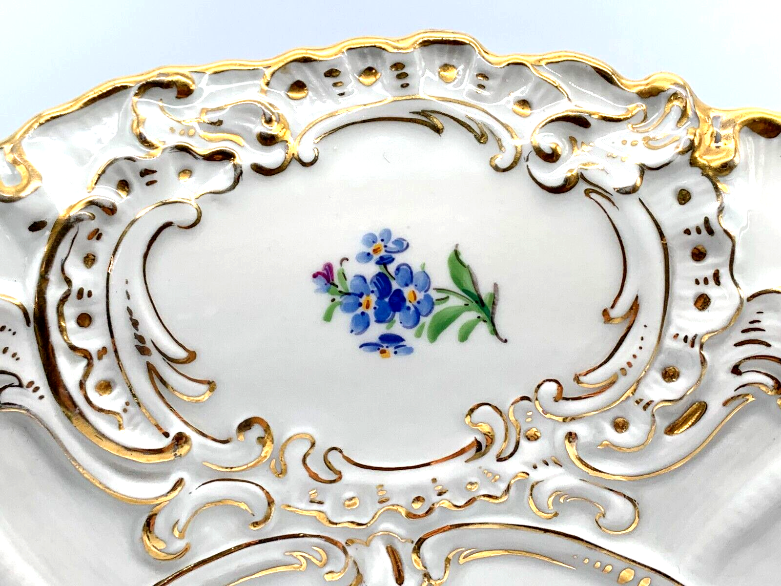 Prunkteller Meissen Schwerter Porzellan - Rosen Blüten Dekor - Gold staffiert6