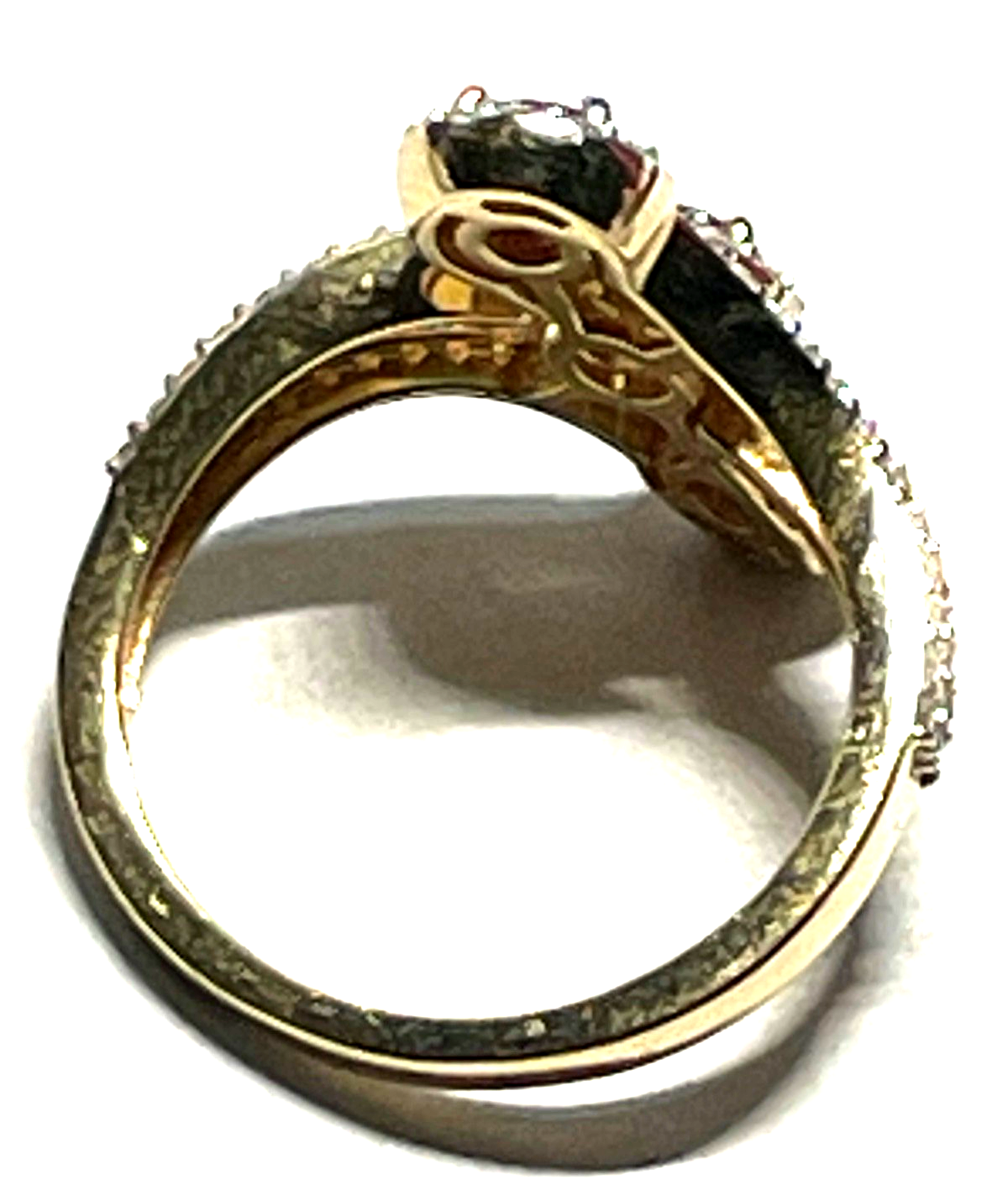 Atemberaubender massiver 585 Gold 14 K Ring 3x Rubin + 80 Diamanten Paveé RG 5714