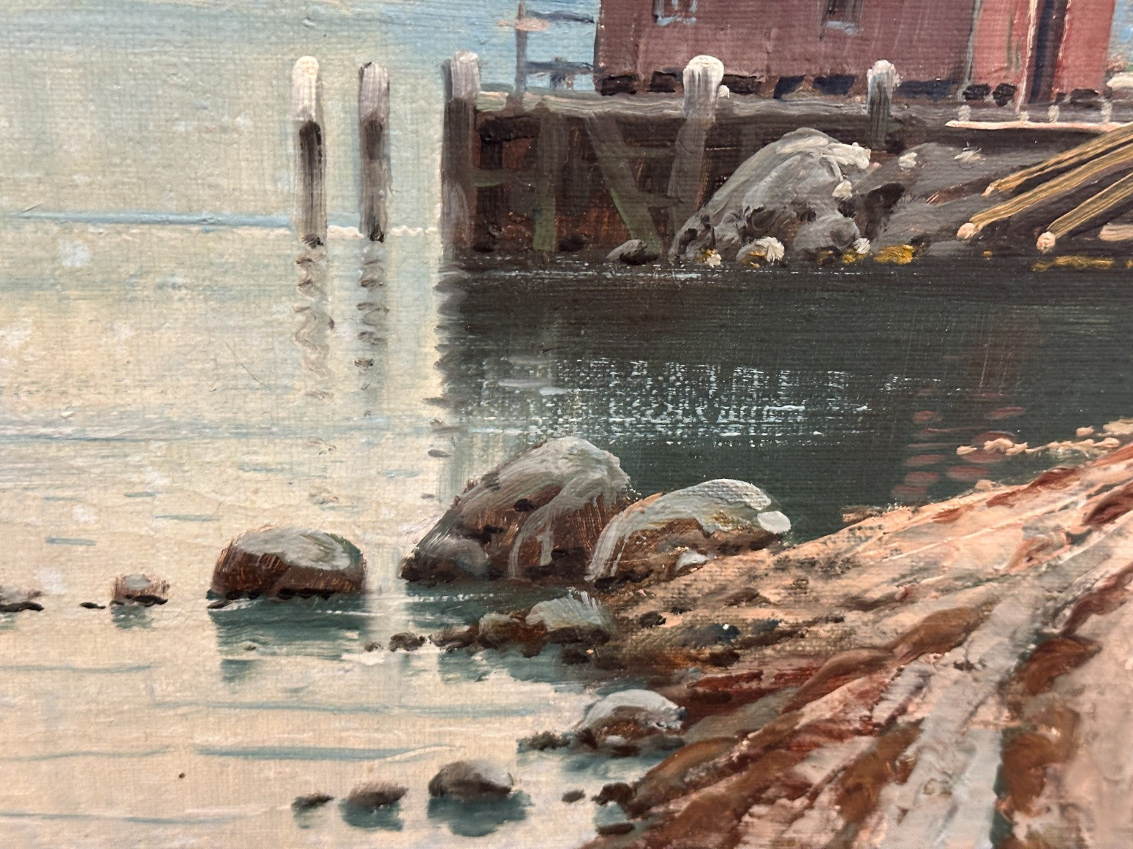 Carl Berthold  geb. 1870 - Fjord mit Dampfschiff - Öl auf Leinwand - signiert13