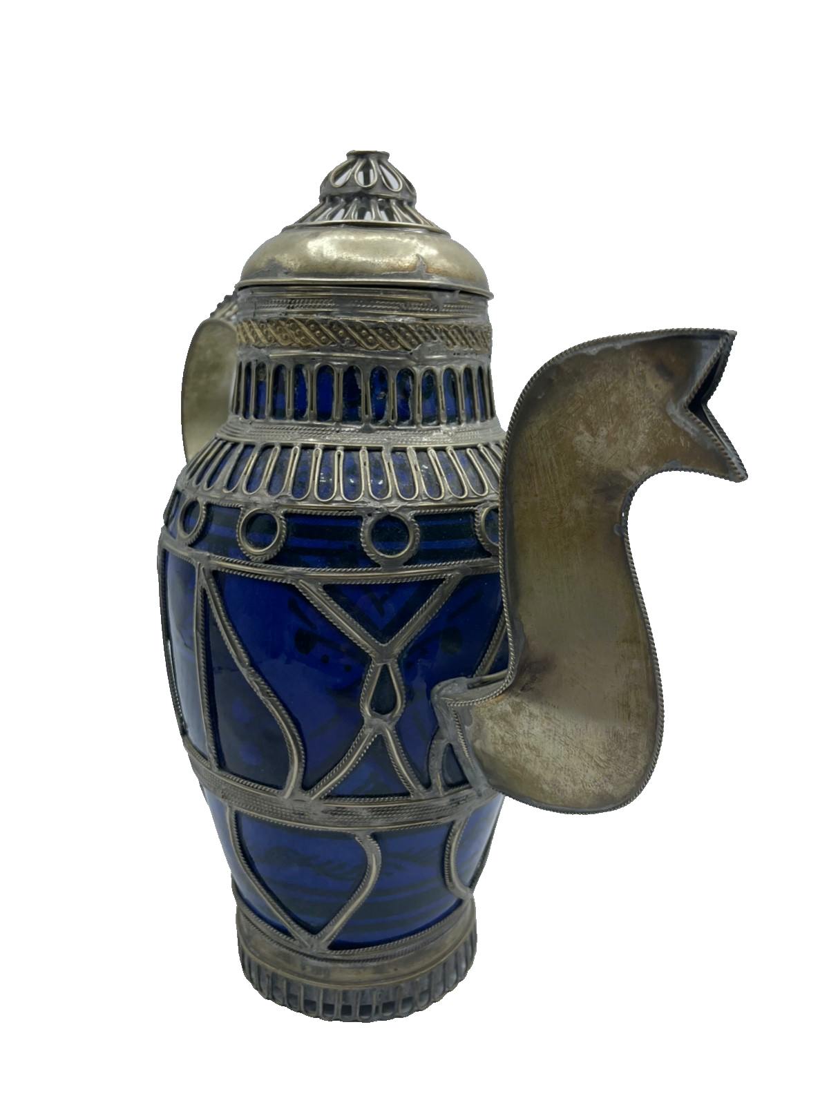 Dachbodenfund orientalische antik Kanne Keramik + versilberte Montur Handarbeit4
