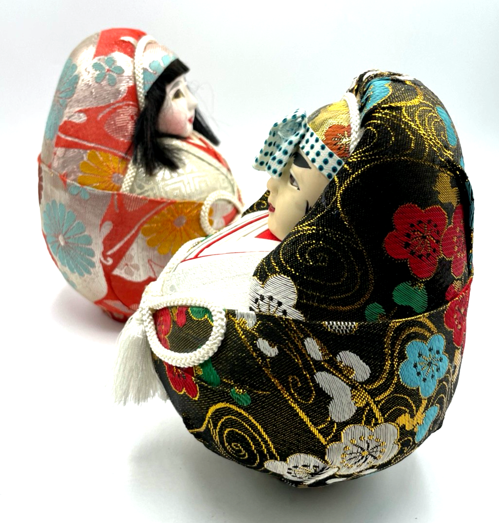 Vintage Japan Hime Daruma Dolls Glückspuppen Hochzeit Puppen Glück Wohlstand3