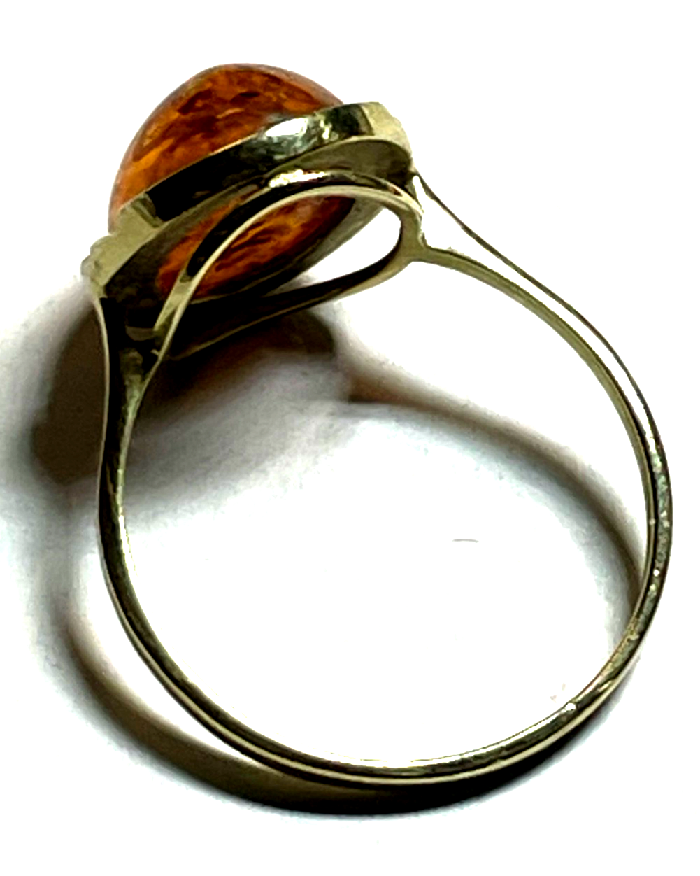 Vintage wunderschöner 375 Gold 9K Ring Bernstein Cabochon Ø 19 mm RG 60 Juwelier10