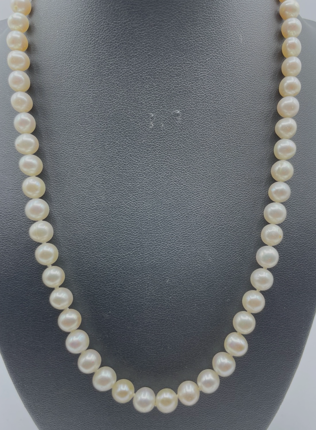 SWZ Perlenkette rein Weiß 925 Silber Kugel Schliesse L 48 cm Ø 7 mm gepflegt1