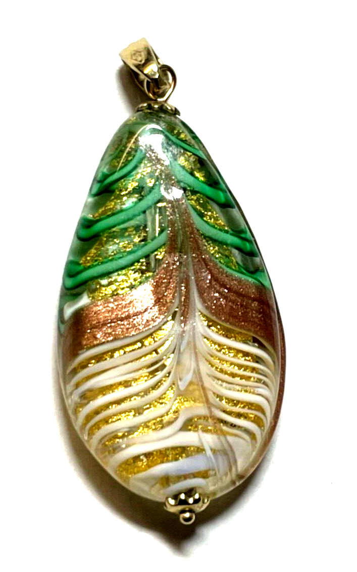 Edler 375 Gold 9 K Murano Glas Anhänger Juwelier Handarbeit gr. Amulett gepflegt0