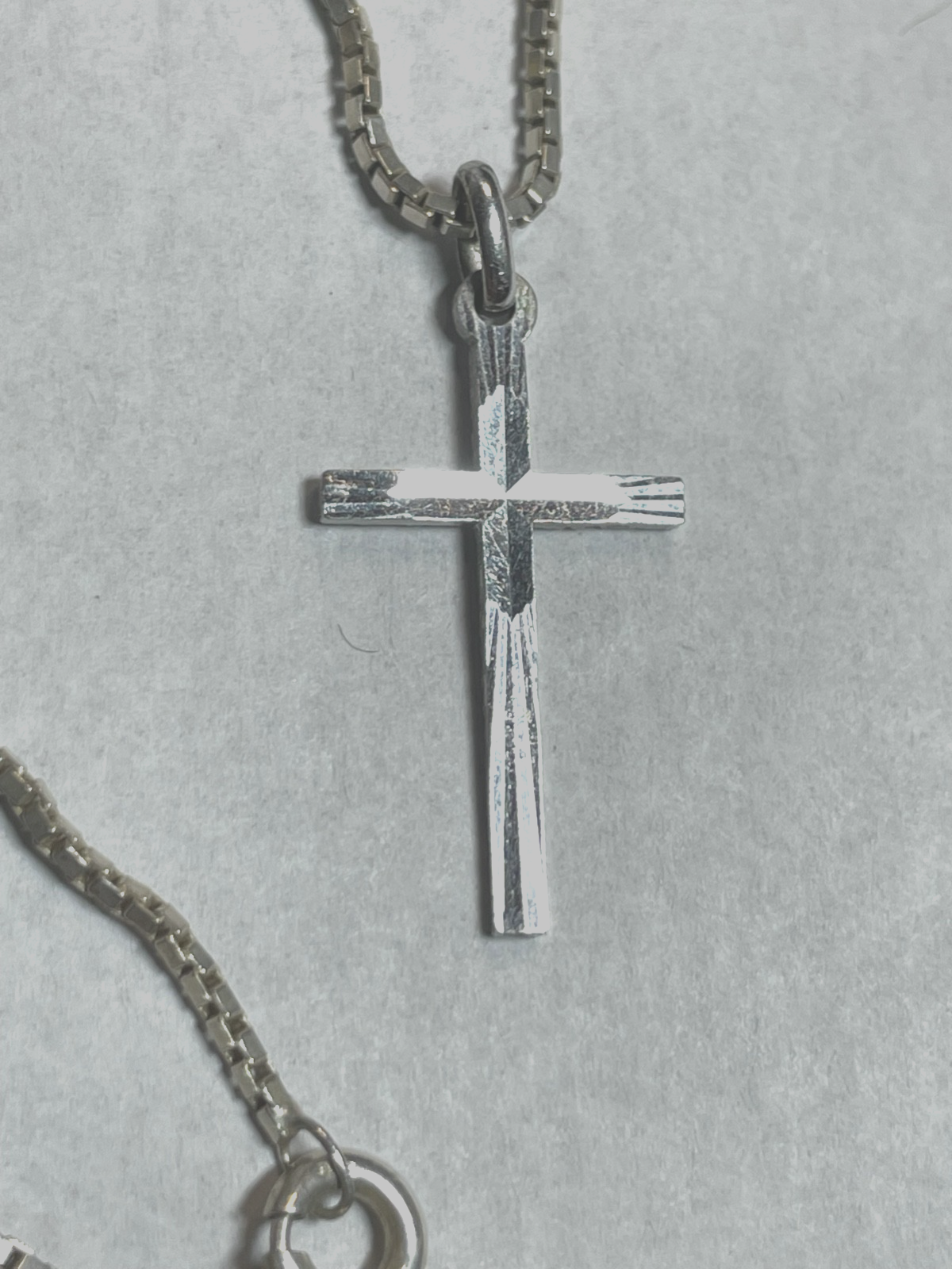 800 Silber Kreuz Kruzifix Anhänger an solider  42 cm Venezianer Silberkette2