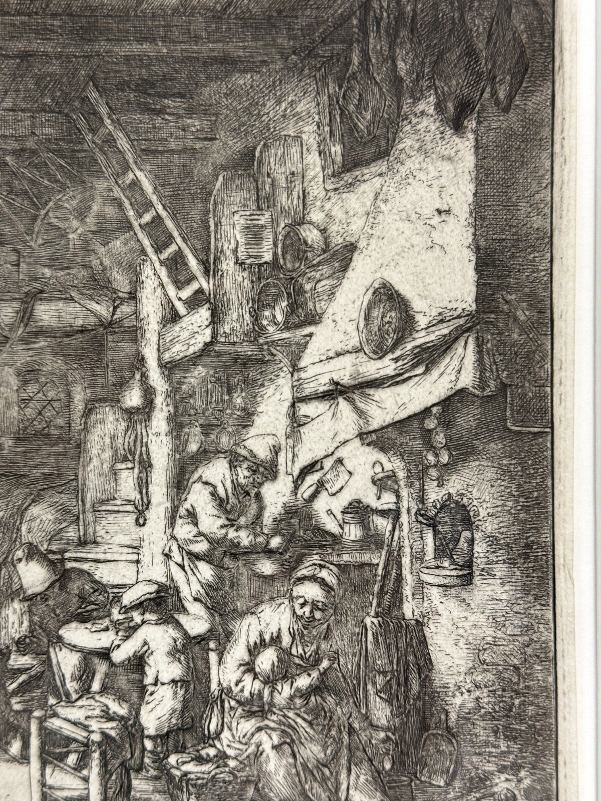 Adrian van Ostade - original Radierung - Familie 1647 - gerahmt - Passepartout2