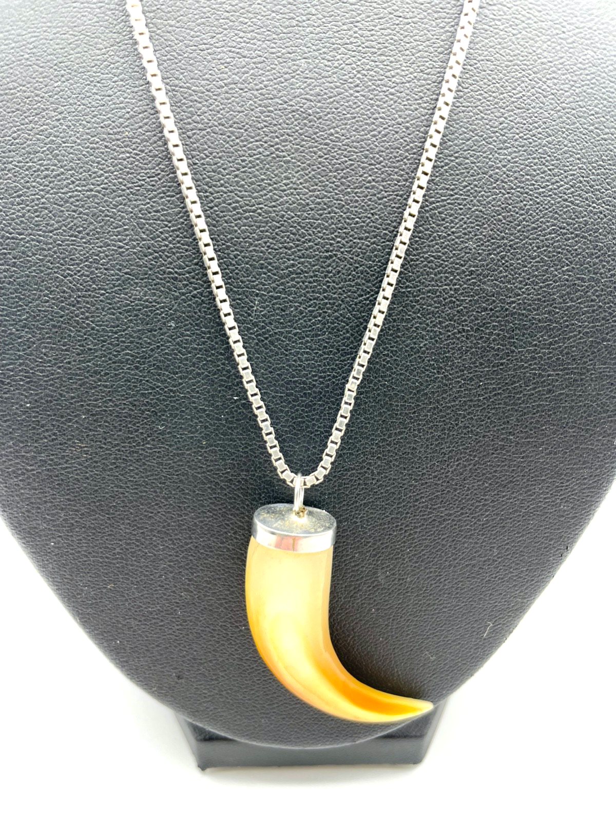 Unisex vintage gr. mega schöner Perlmutt Zahn an Silber 46,5 cm Venezianerkette3