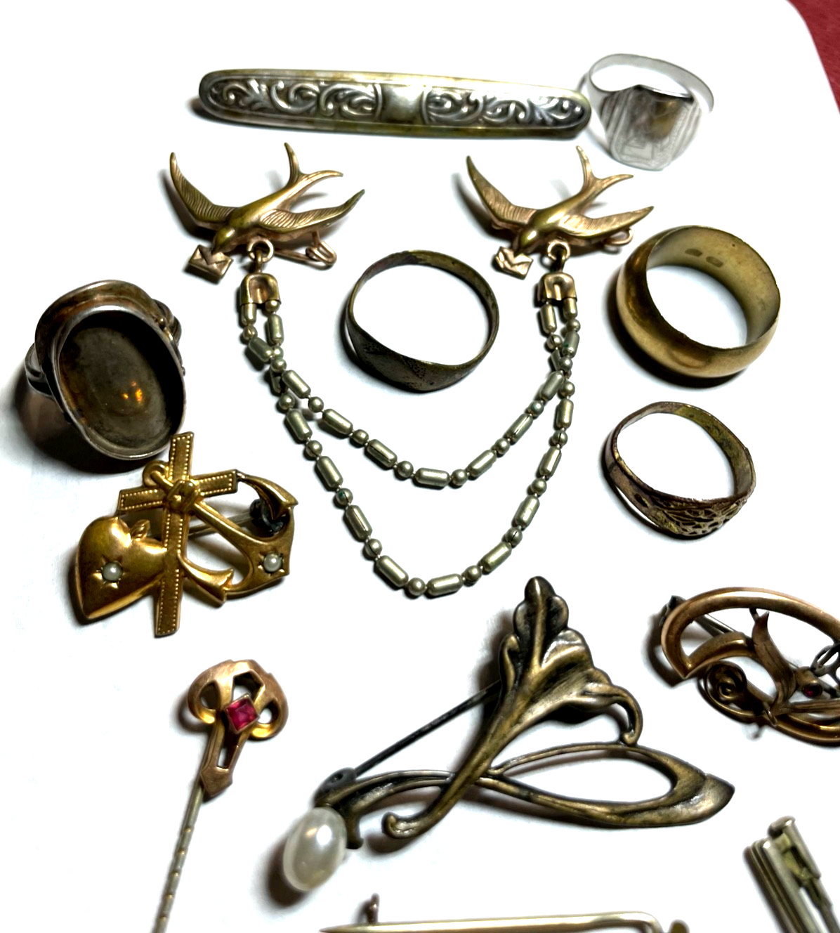Alter Schmuck Antikschmuck Konvolut zum Basteln Ausschlachten Weiterverarbeiten2