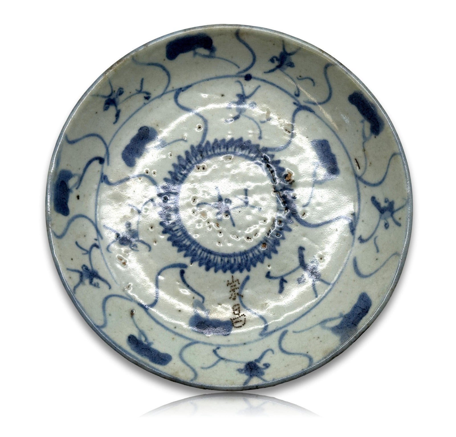 japanische Arita-Porzellan-Schale - Blau-Weiß, späte Edo - bis frühe Meiji Zeit0
