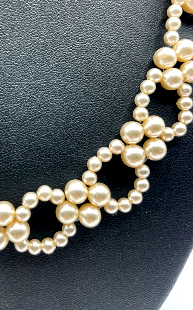 Vintage aparte mid-century Halskette Perlen Kragen Halsband Collier Topzustand1