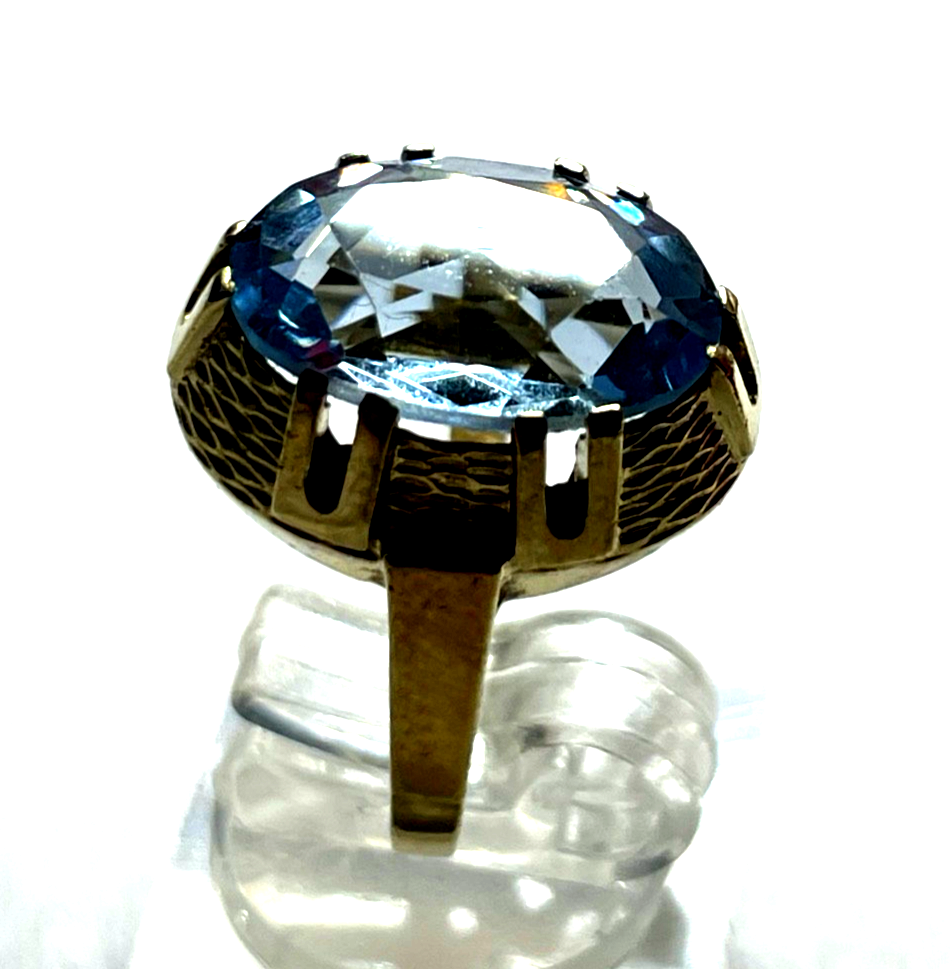 Vintage 333 Gold 8 K Blautopas Ring Ø 16,5 mm RG 52 Juwelier Qualität gepfl.5