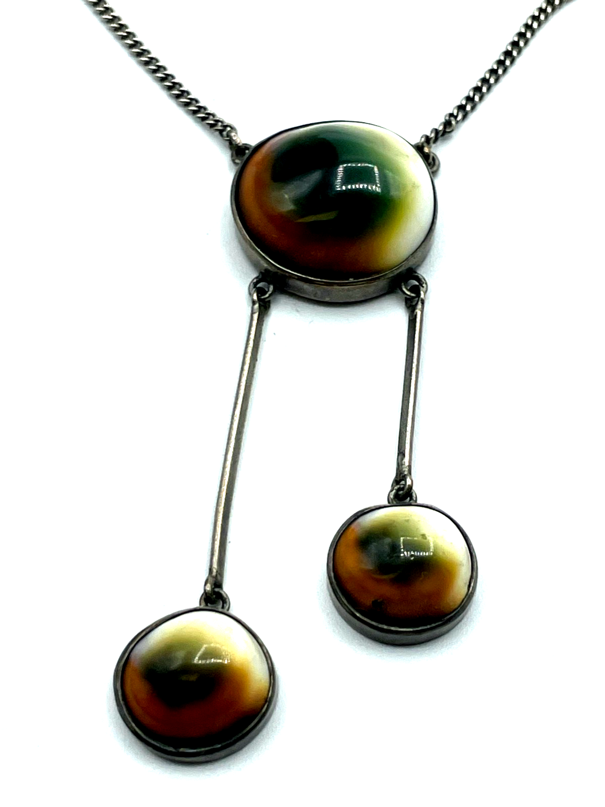 Vintage Rarität Operculum Augenachat Collier Halskette 835 Silber sehr gepflegt1
