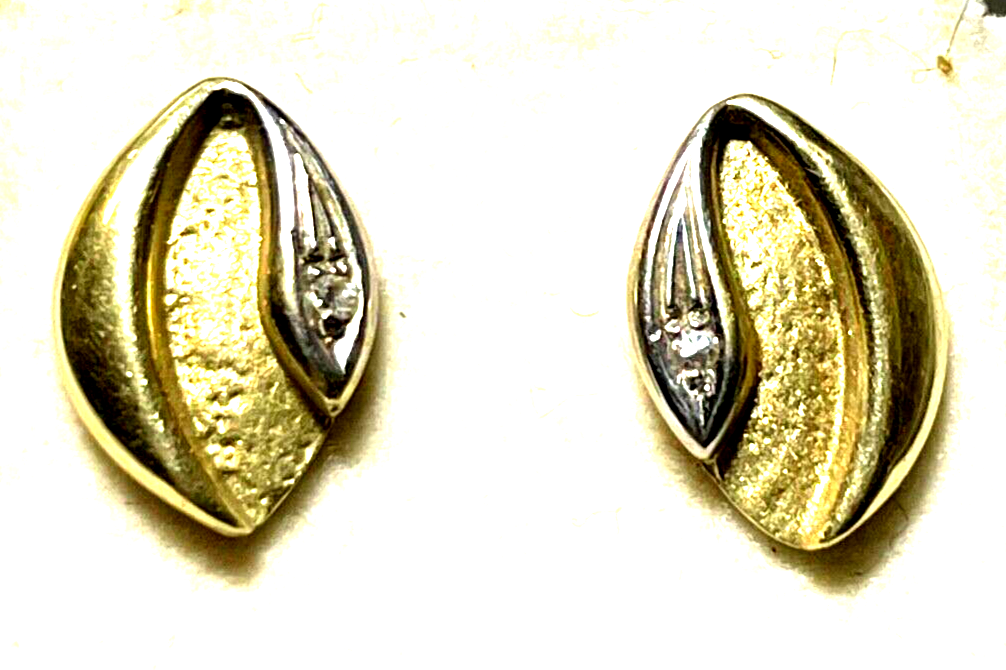 585 Gold 14 K Ohrringe Ohrstecker bicolor + Diamant Designer Juwelier Qualität1