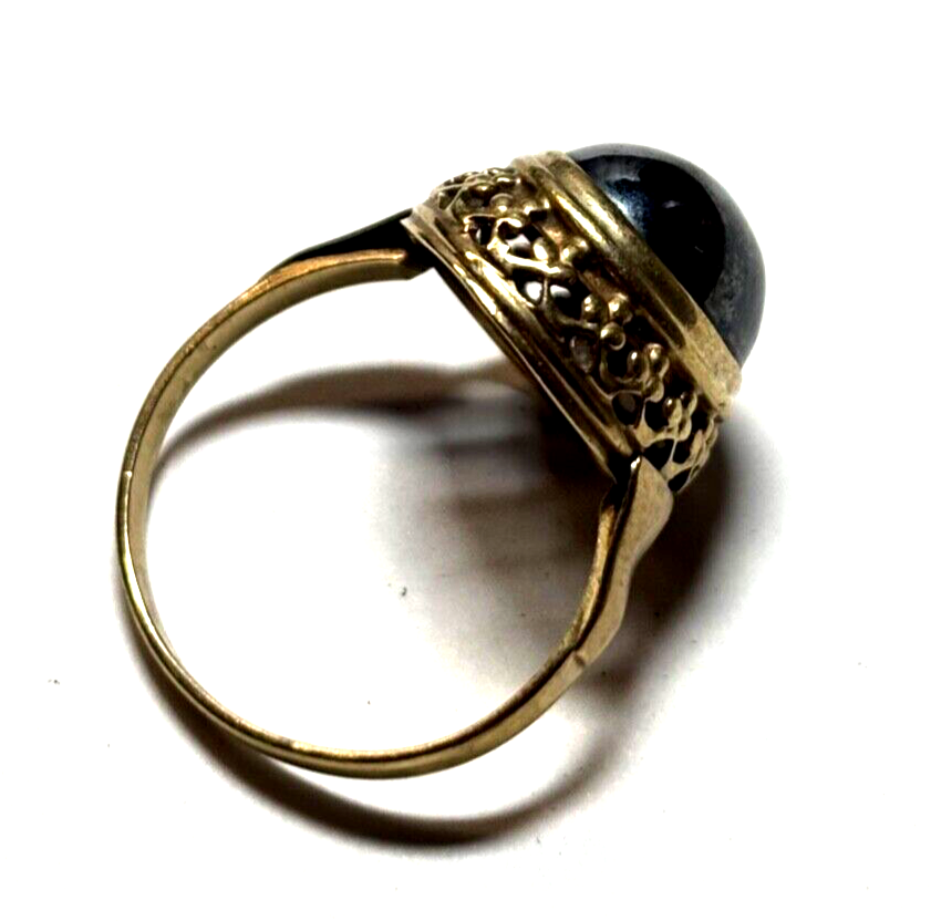 Vintage 333 Gold 8 K Ring Blutstein Hämatit Cabochon Ø 17,5 mm RG 55 gepfl.5