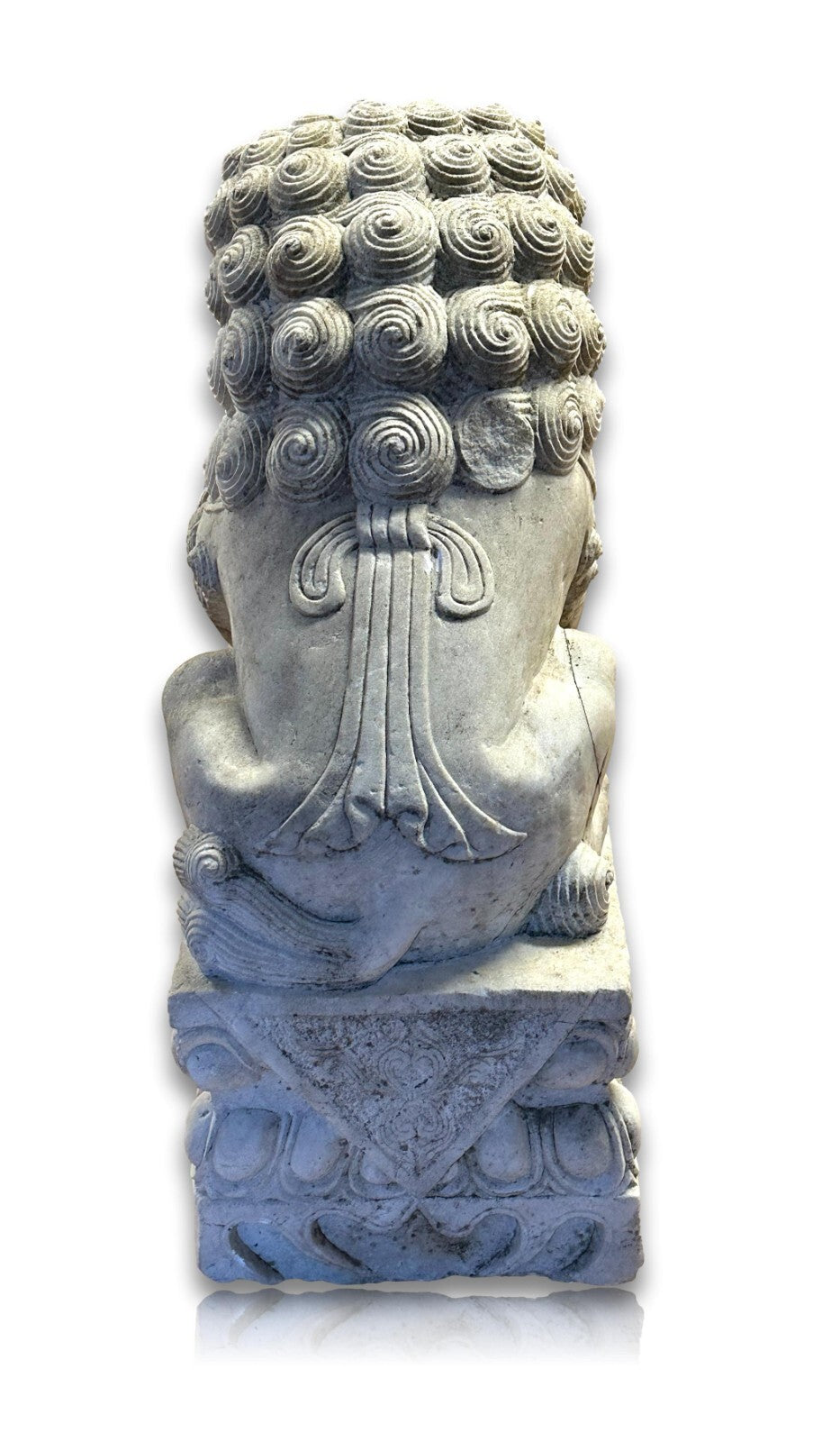 Paar Wächterlöwen - Foo-Hunde Skulptur - China 20. Jhd - weißer Marmor15