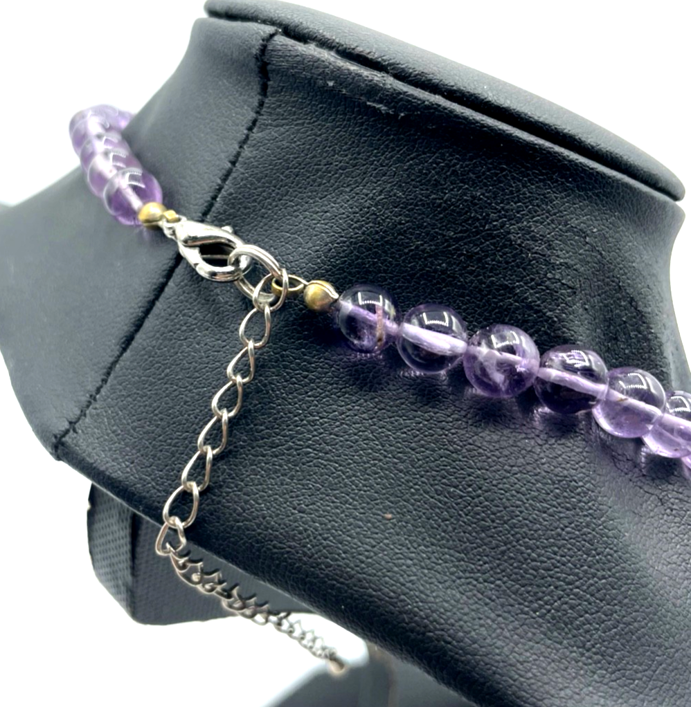 Helle echte Amethyst Kugelkette Ø 7 mm L 40-48,5 cm auf Edelstahl Kordel gepfl.1