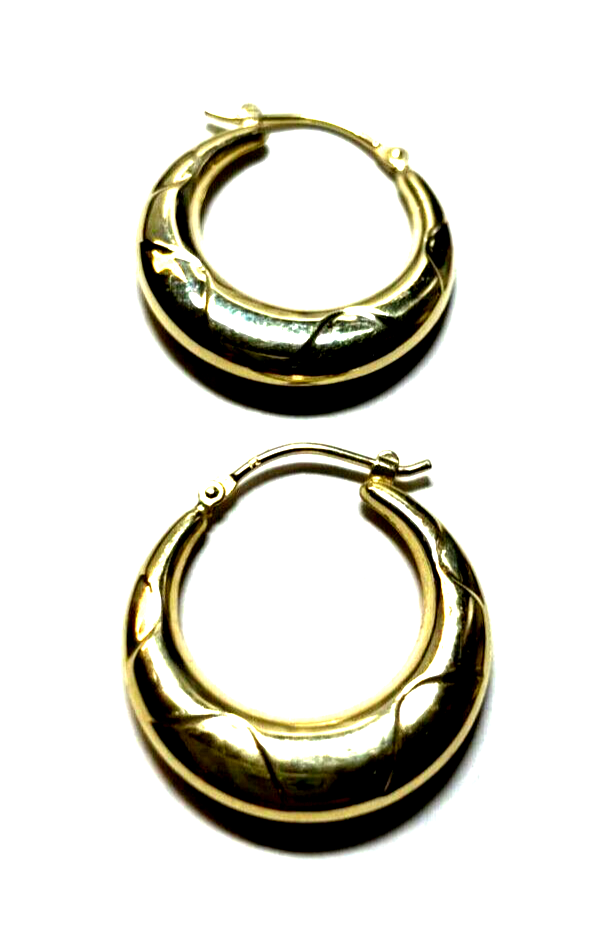 585 Gold 14 K Ohrringe Creolen mit Struktur Muster Ø 23 mm B 5 mm Juwelier gepfl4