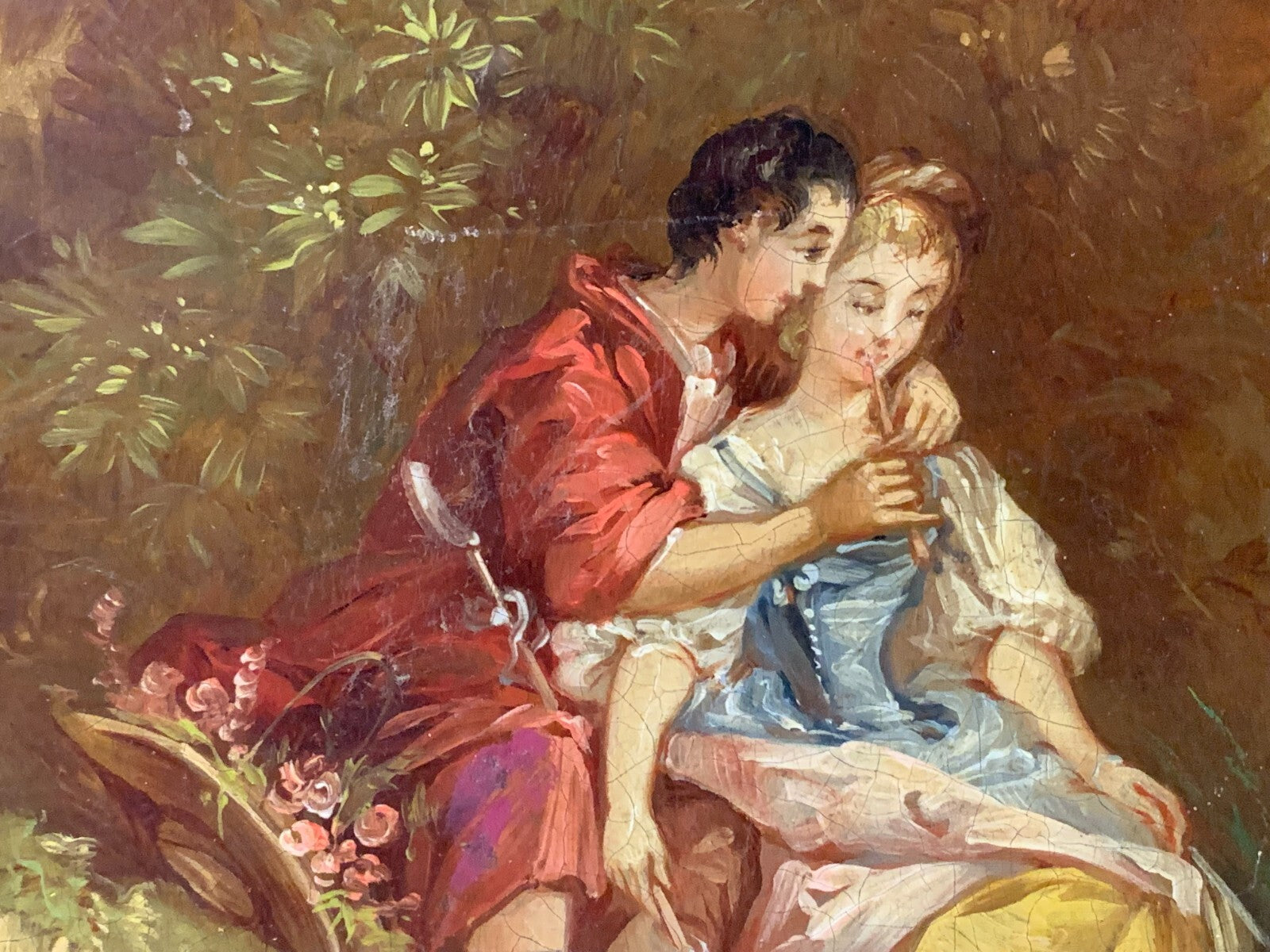 Gemälde 'Die angenehme Lektion' - Öl auf Platte - nach François Boucher um 18506