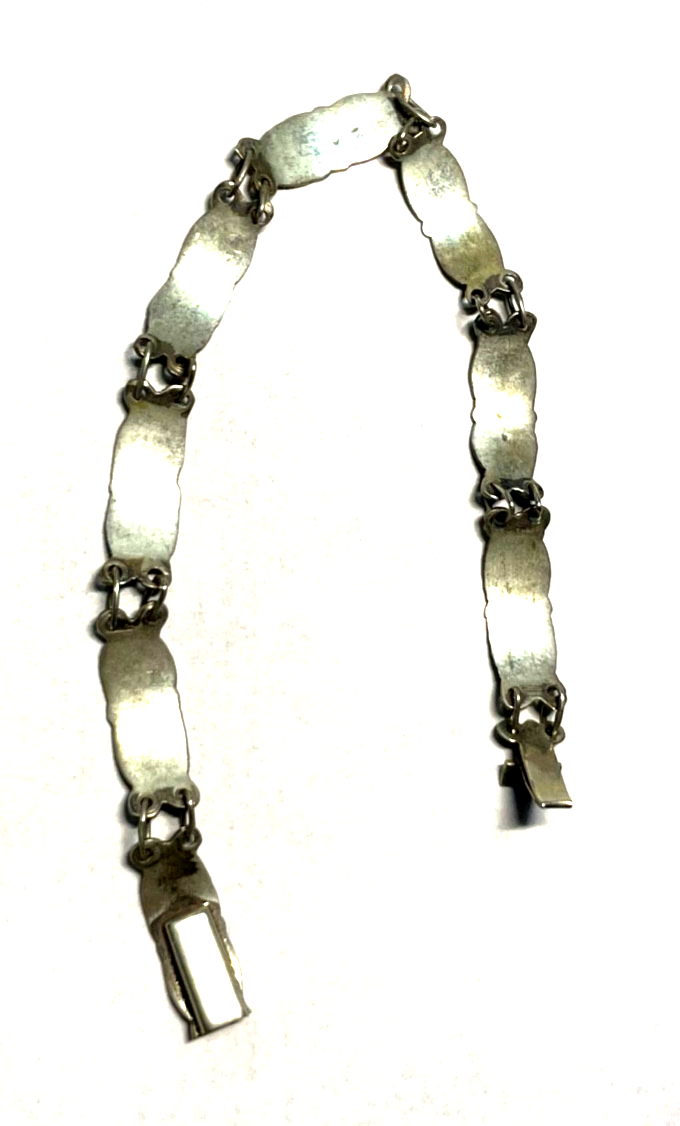 Vintage Siam Sterling Armband grüne Emaille Technik feines Dekor gepfl. L 17,5cm2