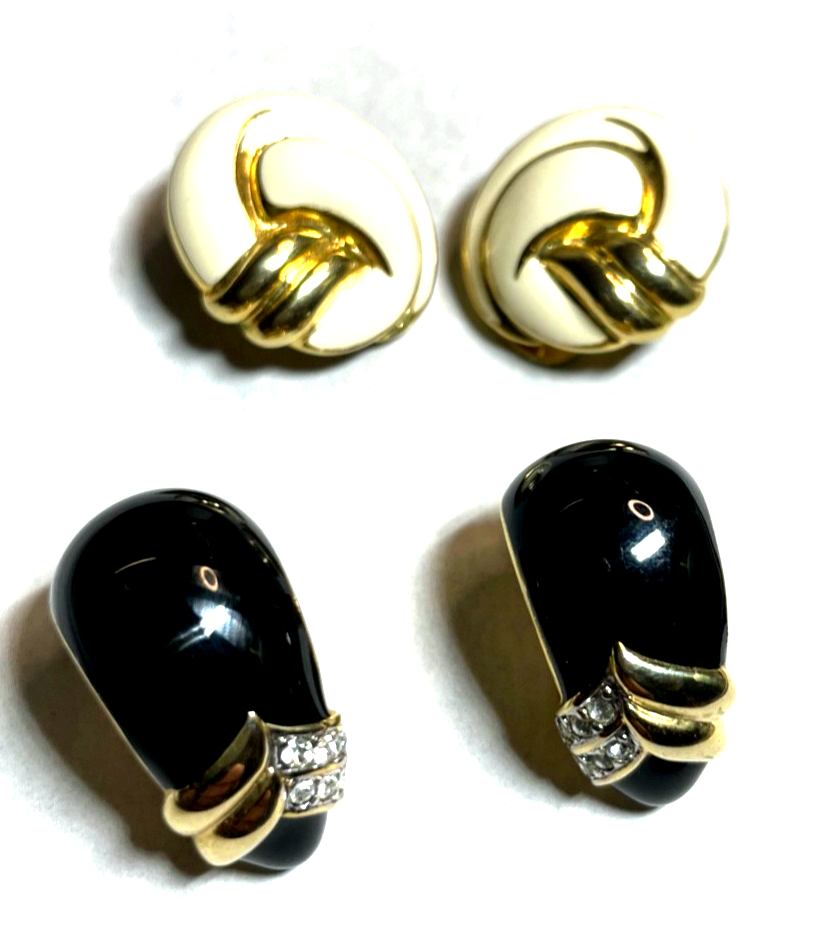 Statement 2x Ohrclips Clips stattlich hochwertiger Soleil Modeschmuck Emaille0