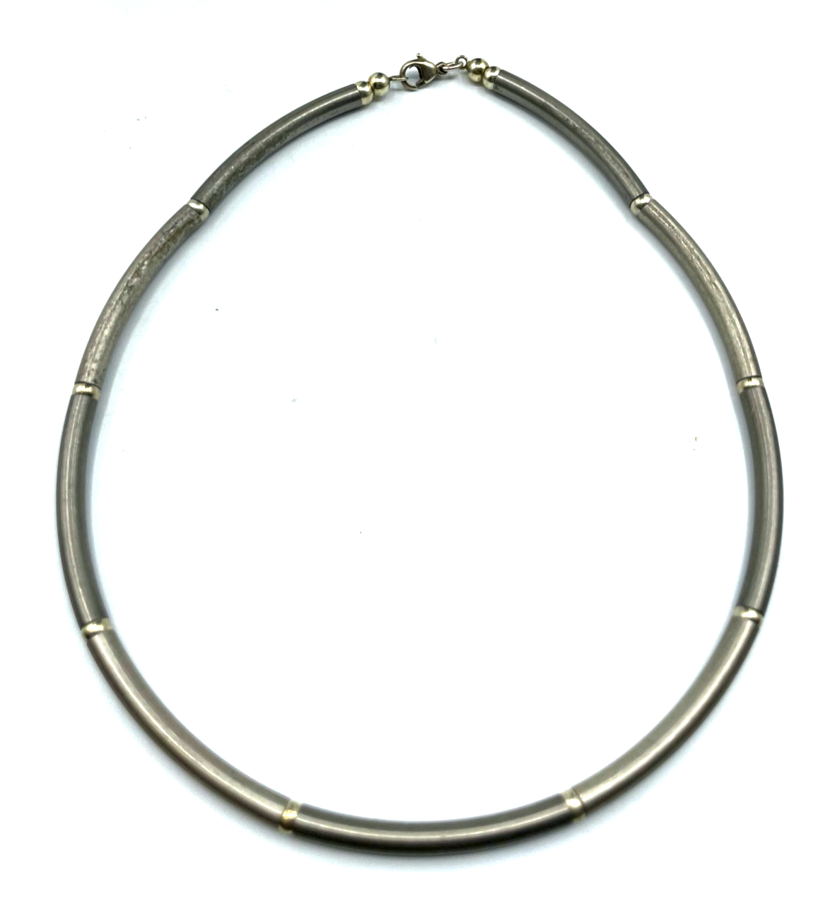 925 Sterling Silber Designer Halskette wie Omega Reif bicolor L 43 cm B 4 mm4