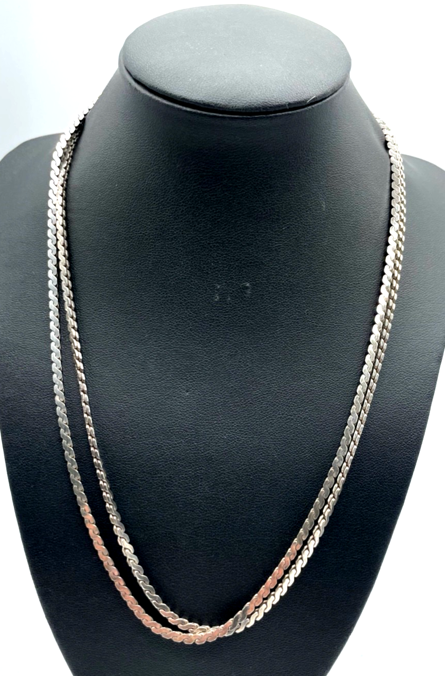 Vintage solide Silberkette 105 cm lang Silber Kette FBM 925 B 3 mm unisex gepfl.0