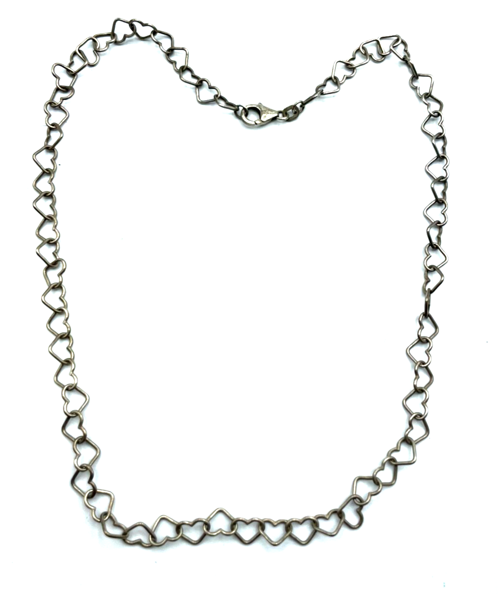 Vintage apartes 925 FBM Silber Collier Halskette aus Herzen L 42 cm B 7 mm 80erJ2