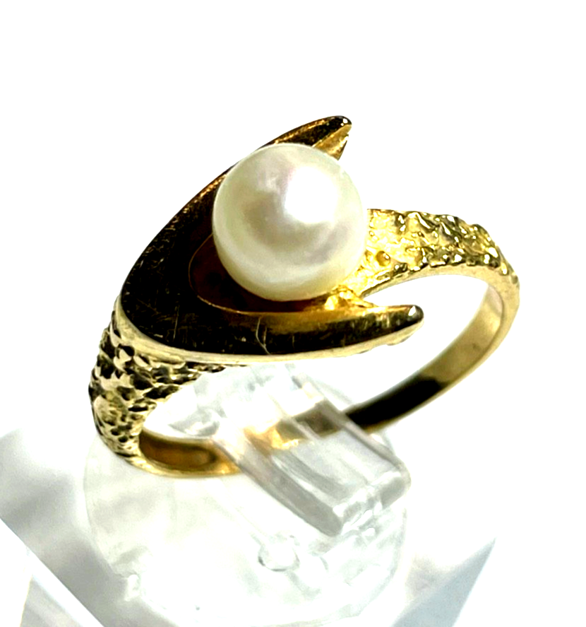 Solider 750 Gold 18 K Ring 17,5 mm RG 55 Akoya Perle elegantes Design Juwelier2