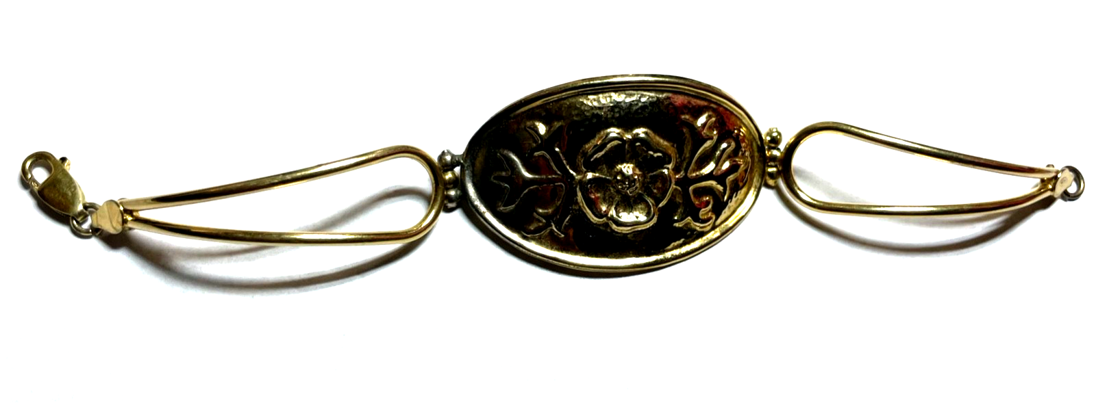 Vintage 925 Silber vergoldet Armband Handarbeit florales Dekor Armreif ähnlich0