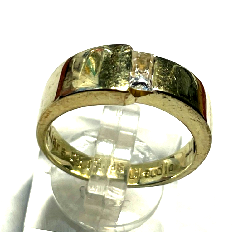 375 Gold 9 K Ring modernes Design Weißtopas  Ø 17,8mm RG 56 Juwelier gebraucht6