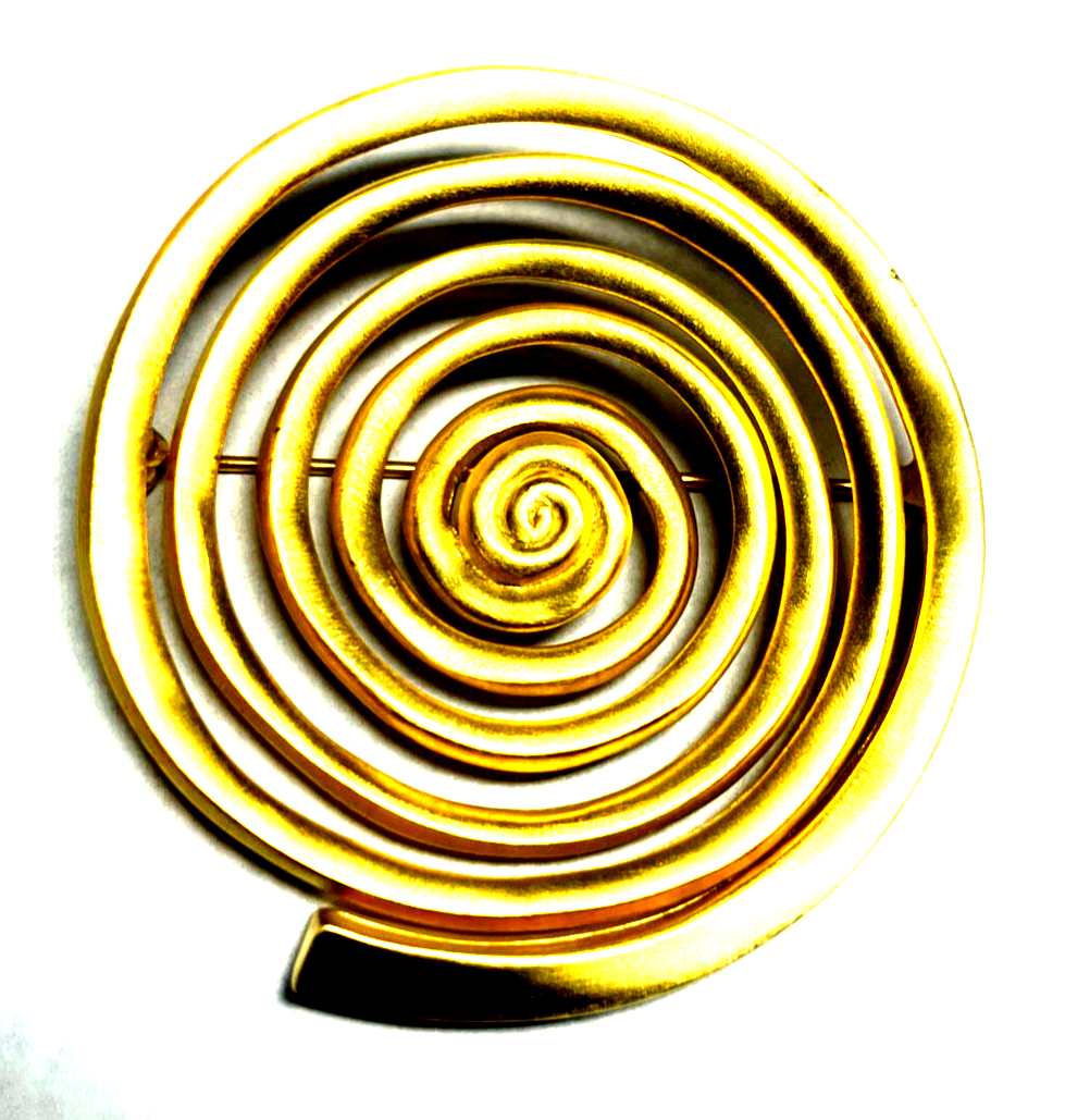 Große Replik imposante Spiralbrosche keltisch Unendlichkeit Brosche matt Gold2