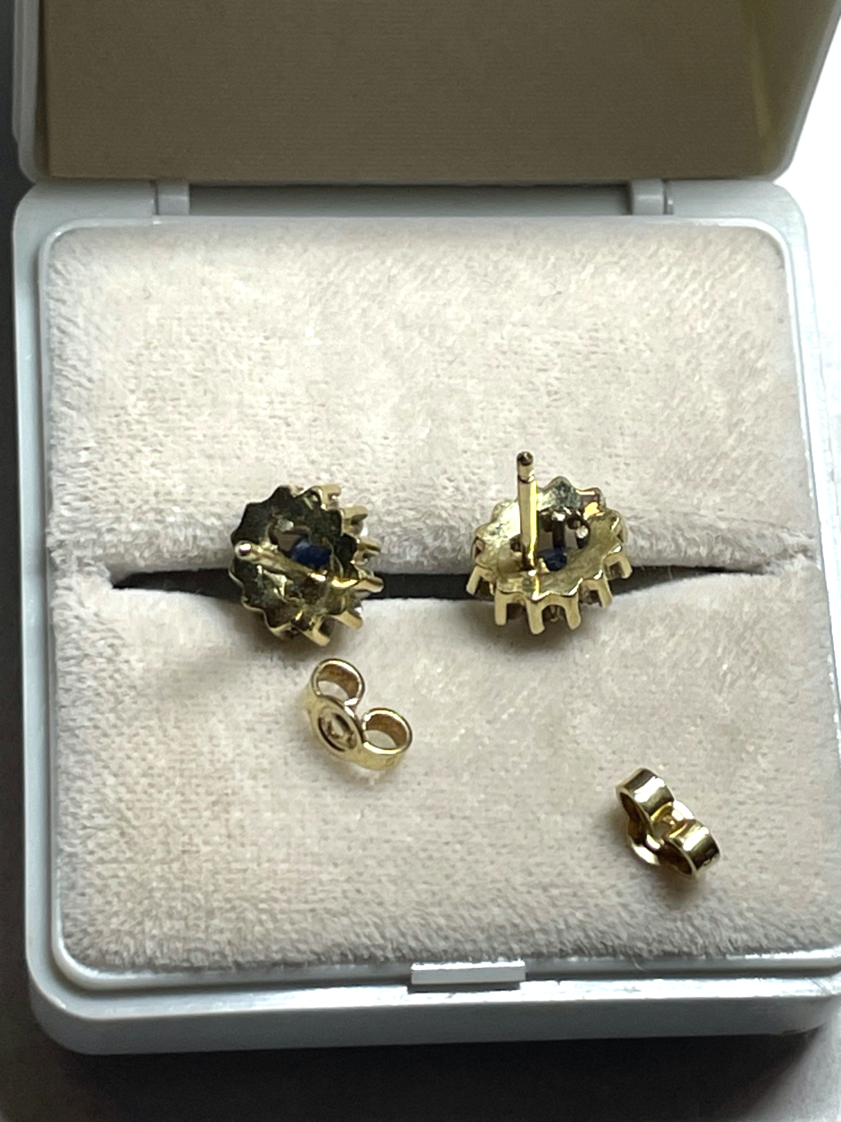 Edle 585 Gold 14 K Ohrstecker Saphir Brillant Halo 0,48 ct. Juwelier Qualität6