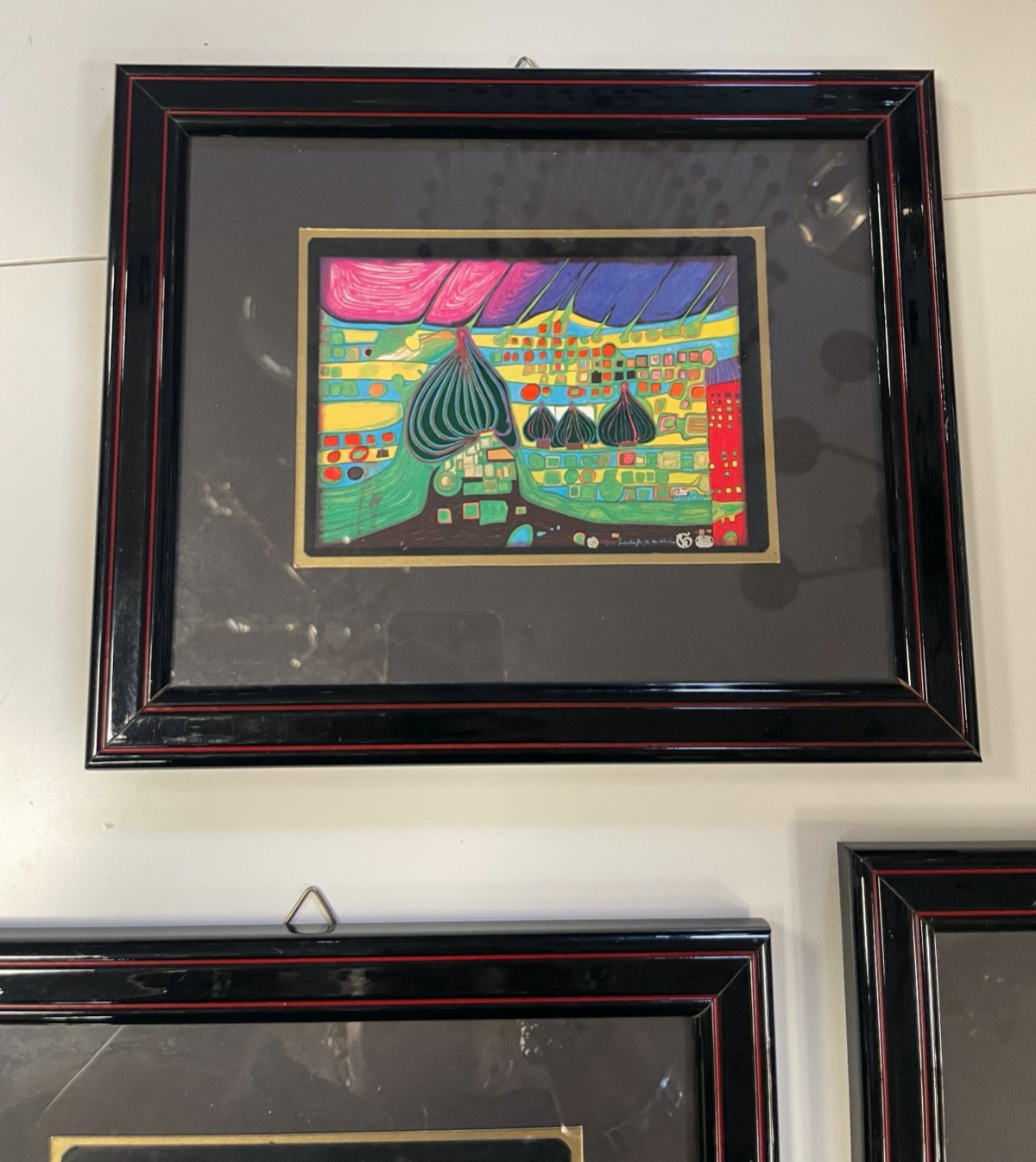 3x hochwertig gerahmte Druckgrafik Friedensreich Hundertwasser top gepflegt1