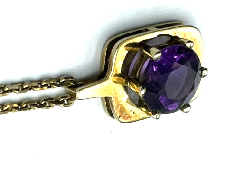 333 Gold 8 K FBM solide 46 cm Ankerkette mit Amethyst Ø 10 mm Anhänger klassisch17
