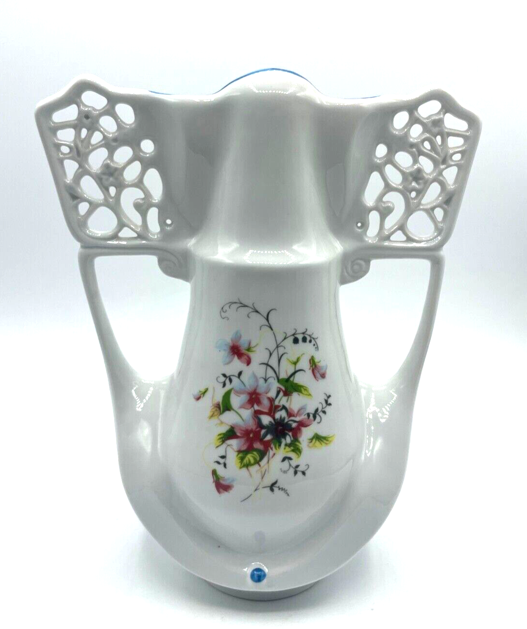 Sehr attraktive Porzellan Vase Ziervase vintage H 25,5 B 20 cm Durchbruch Dekor0