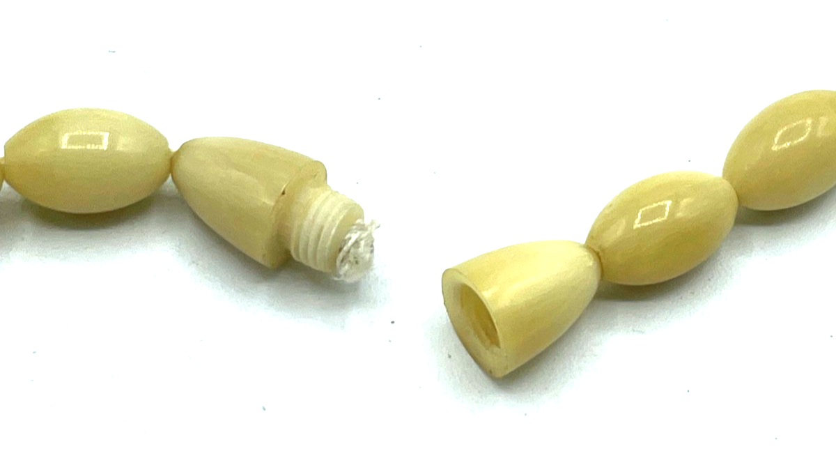 Antik Flapper Kette Horn Oliven Verlauf Handarbeit Art Déco Original 20erJ L68cm3