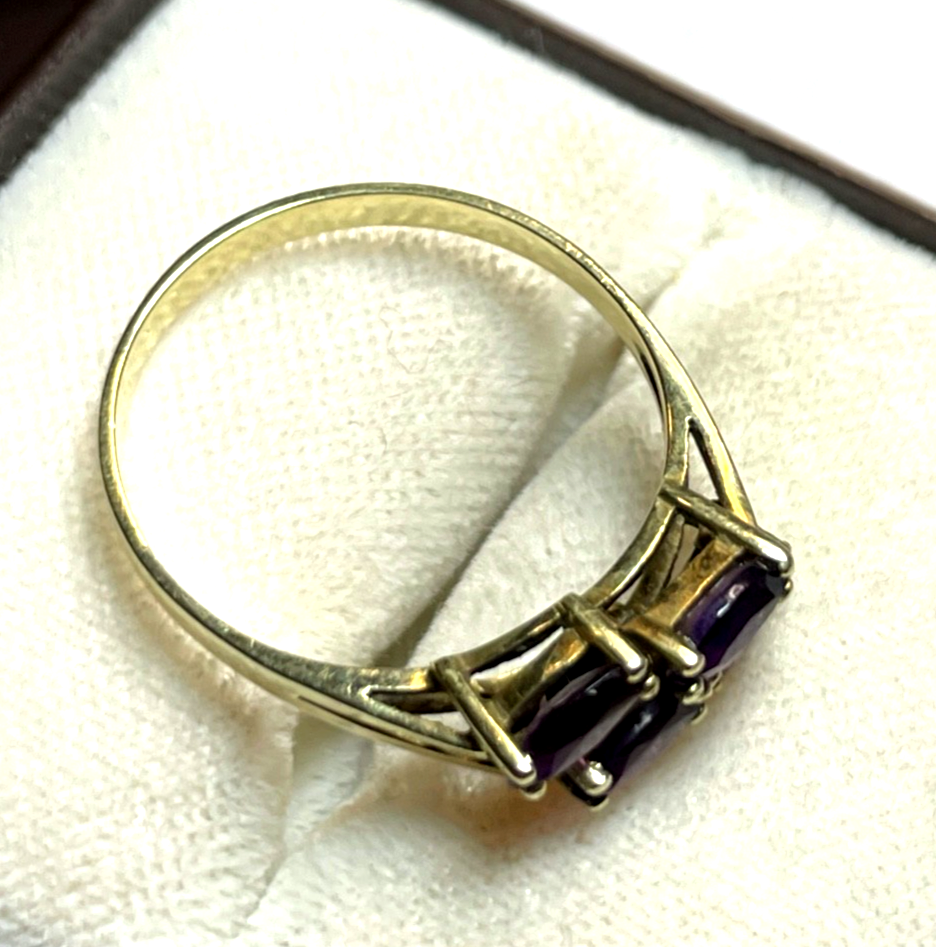Vintage aparter 585 Gold 14 K Ring mit 4 x Amethyst elegant RG 56 Ø 18 mm3