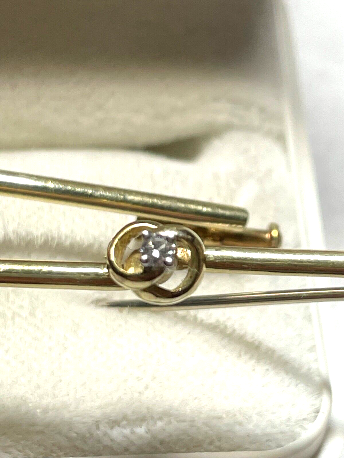 2x 585 Gold 14 K Gelbgold Brosche Nadel Stabbrosche je mit Brillant Juwelier2