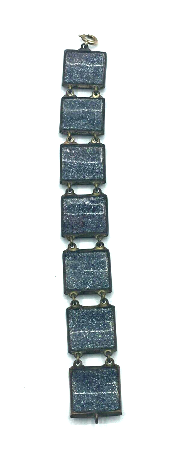 Vintage Emaille Armband Handarbeit Weinlaub Rebe 60s midcentury L 18 cm B 2 cm6